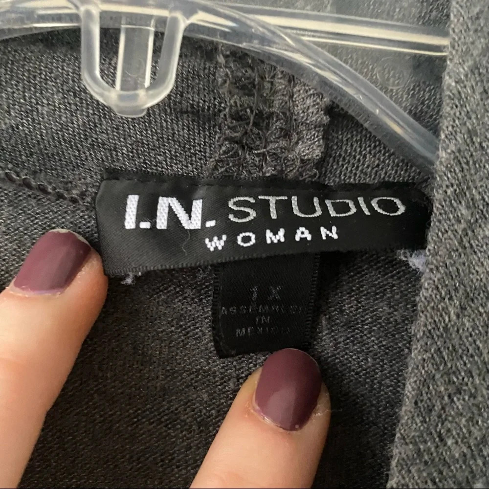 068. Gray Front Drape Open Sweater - Picture 2 of 7